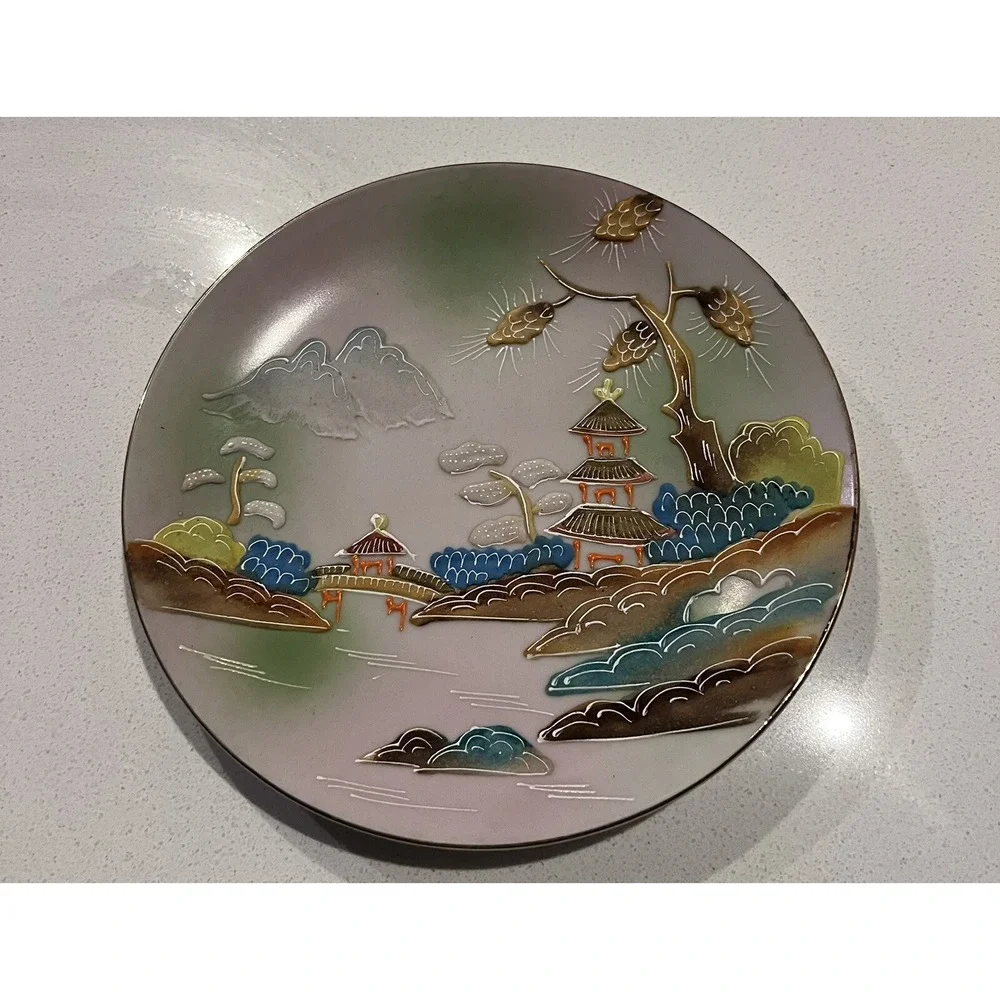 Vintage Japanese 3D Hand painted Wall Display Plate 7